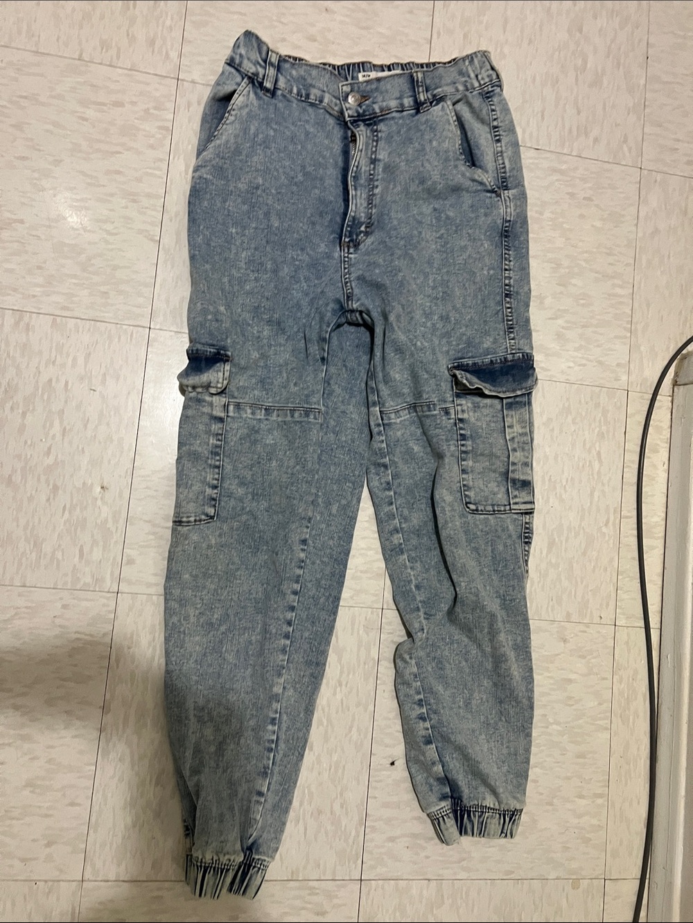 Ardene Acid Wash Cargo Jogger Pants